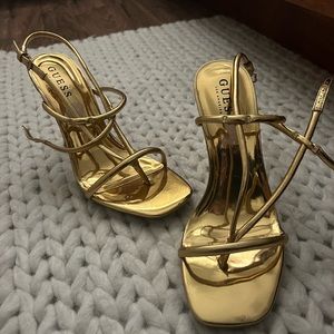 gold strappy heels